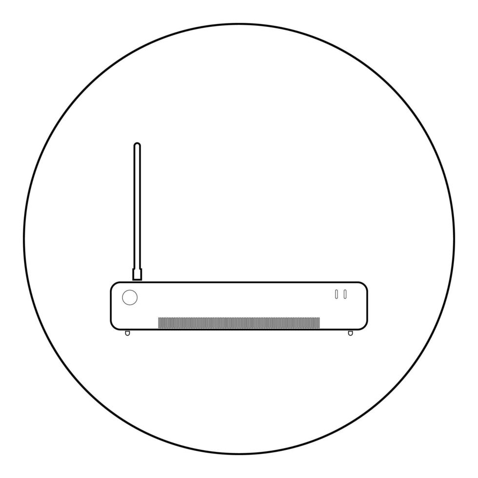 Router icon black color in circle or round vector