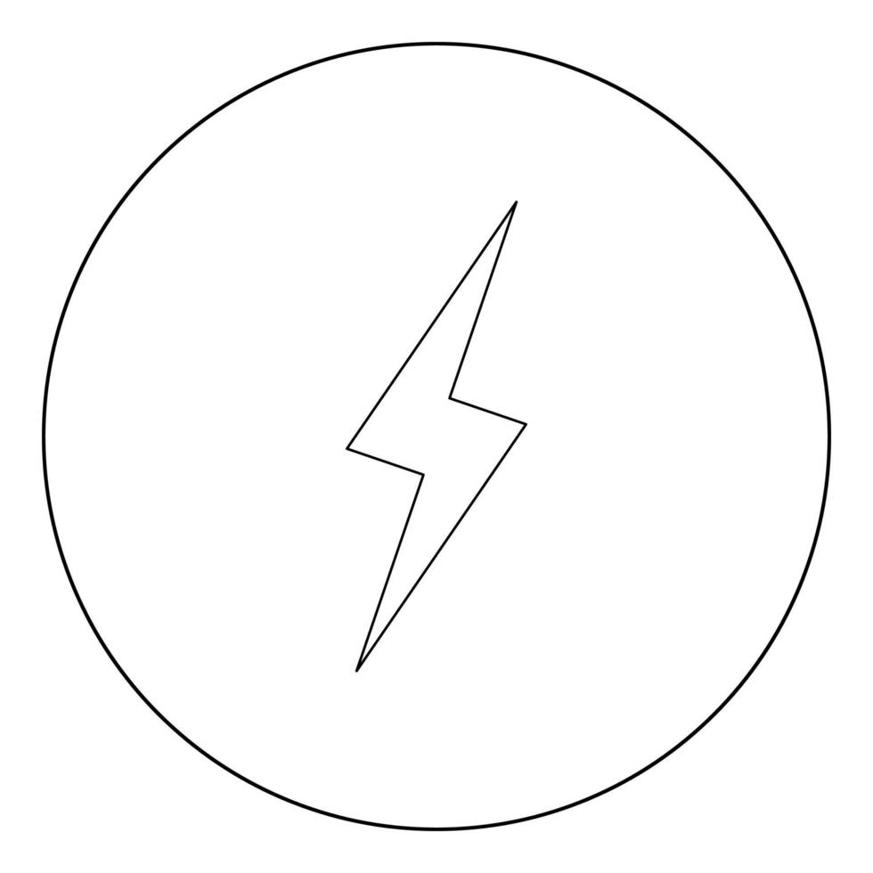 Lightning icon black color in circle or round vector