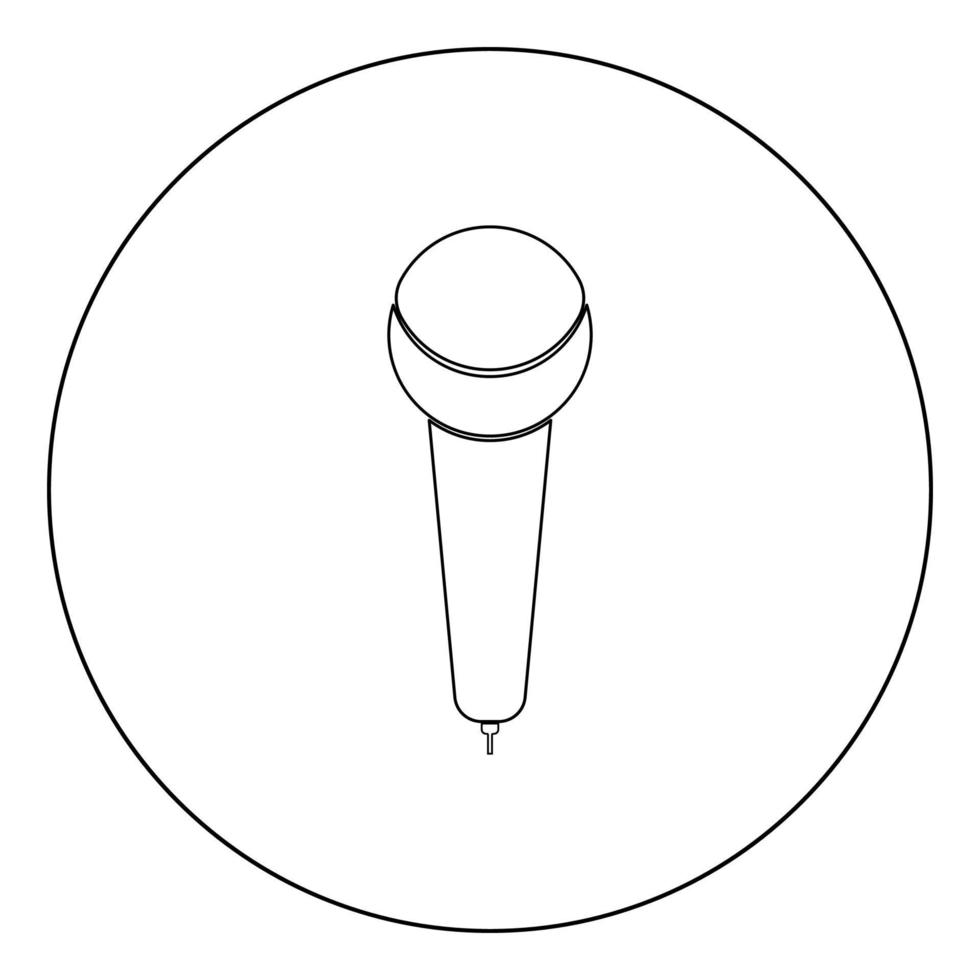 Microphone icon black color in circle or round vector