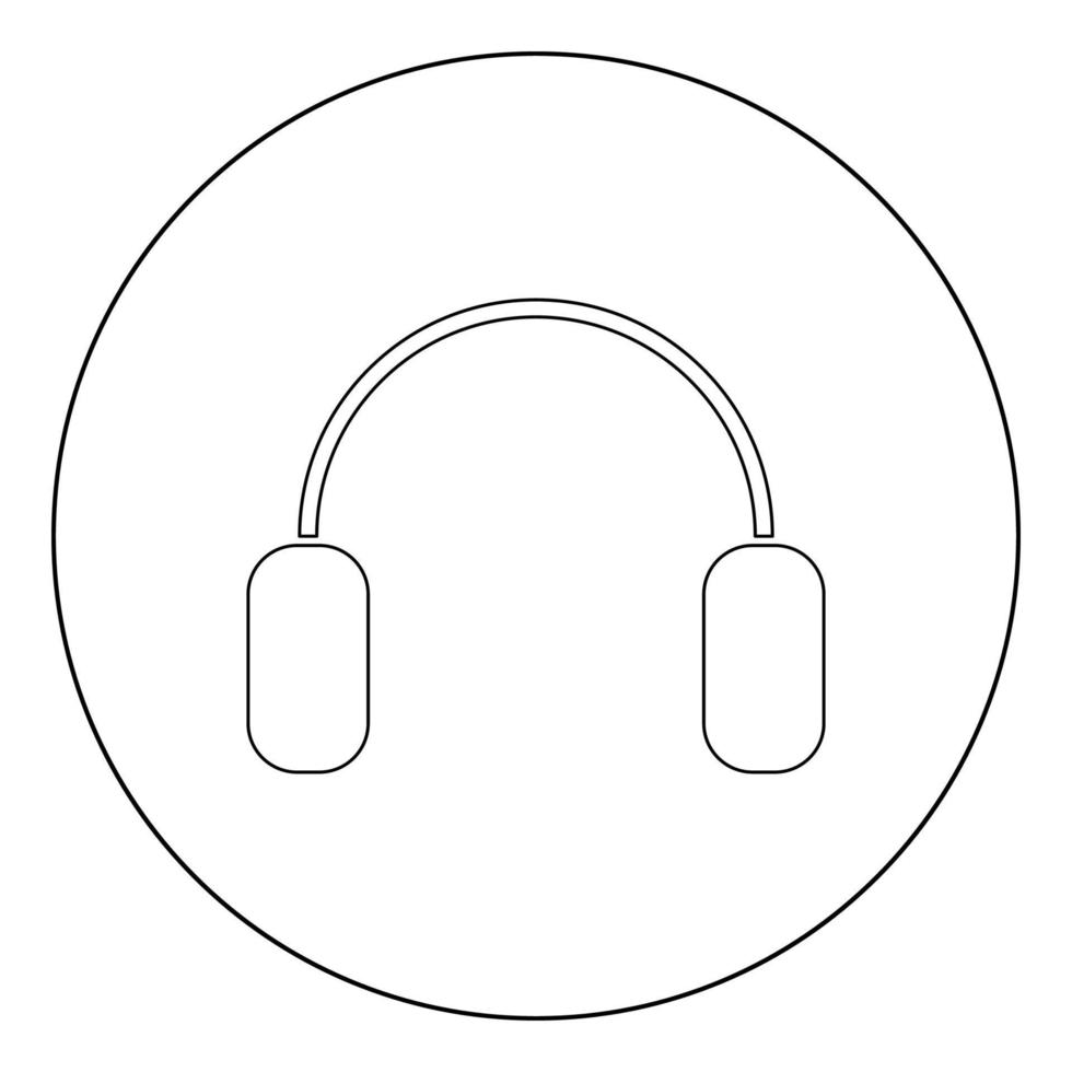 Headphone icon black color in circle or round vector
