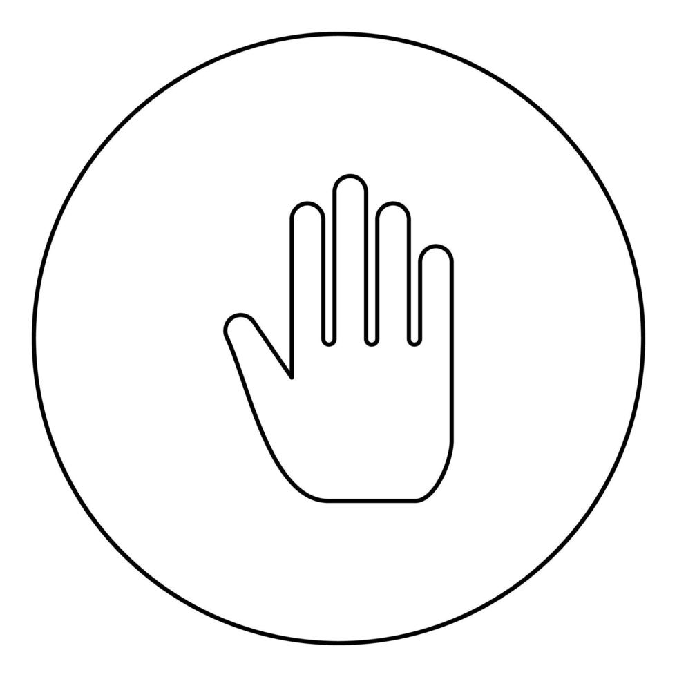 Open human hand black icon outline in circle image vector