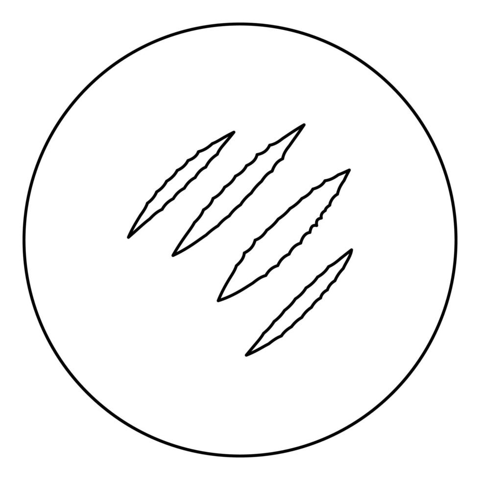 Trail of claws black icon outline in circle image vector