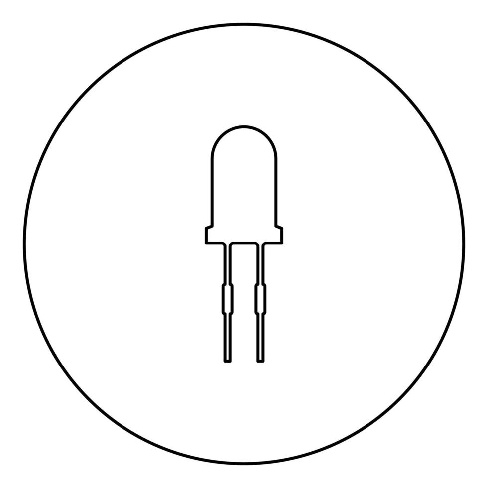 Light diode black icon outline in circle image vector