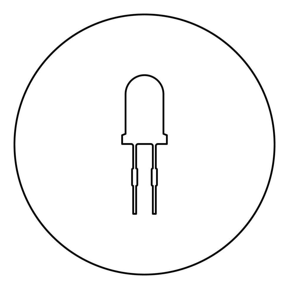 Light diode black icon outline in circle image vector