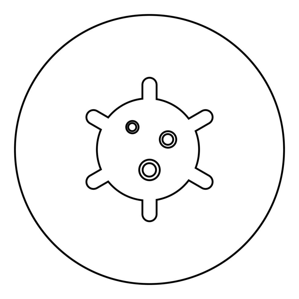 Virus black icon outline in circle image vector