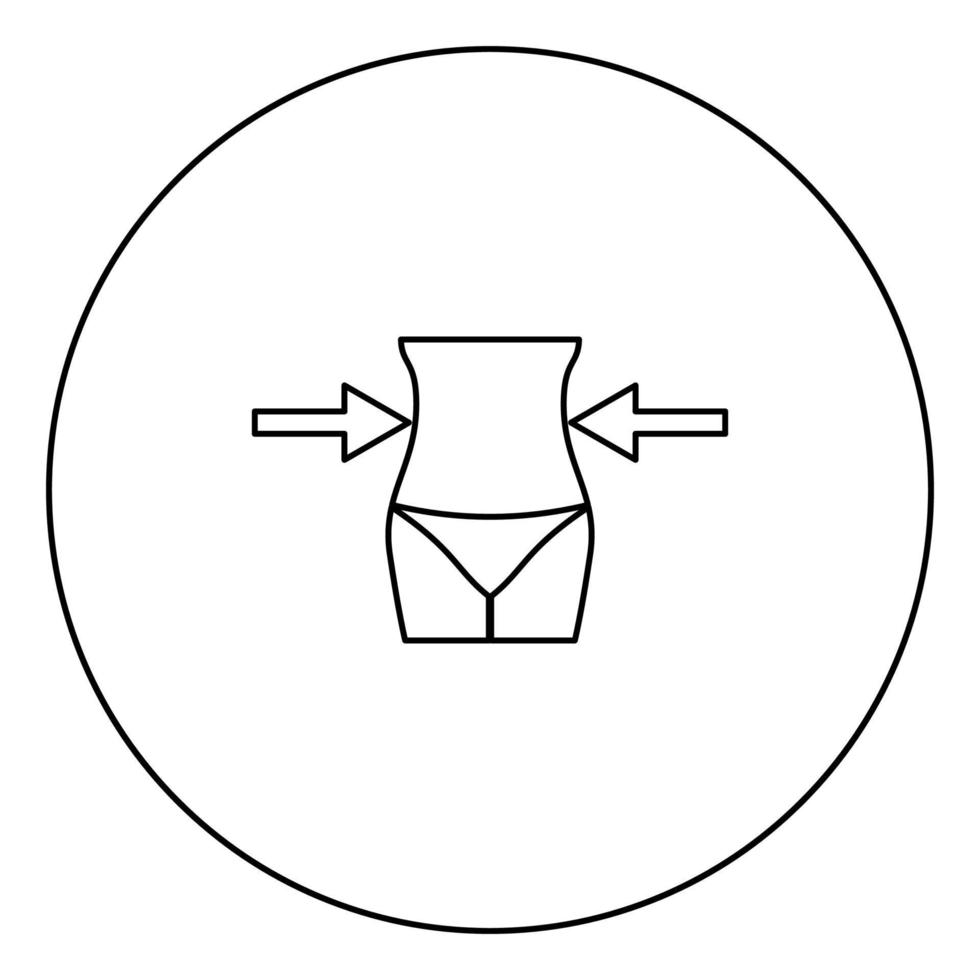 Slimming woman concept black icon outline in circle image vector