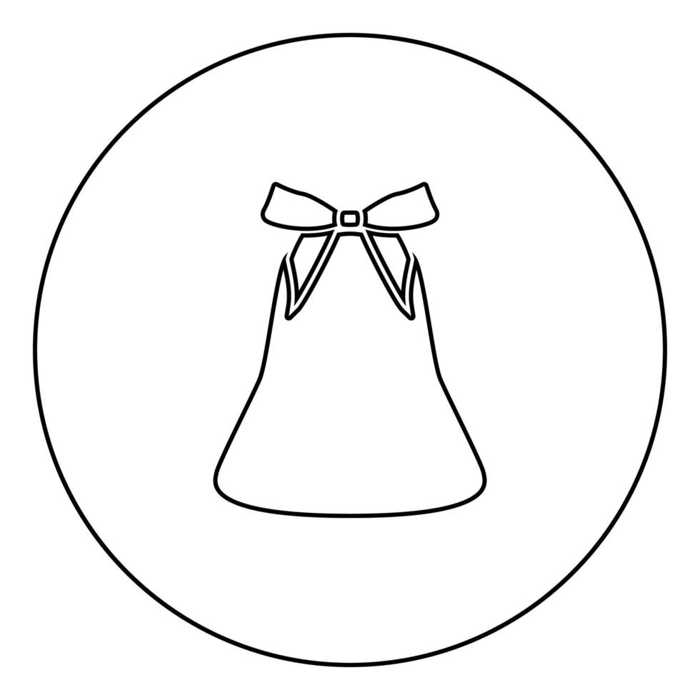 campana con lazo cinta icono negro contorno en imagen circular vector