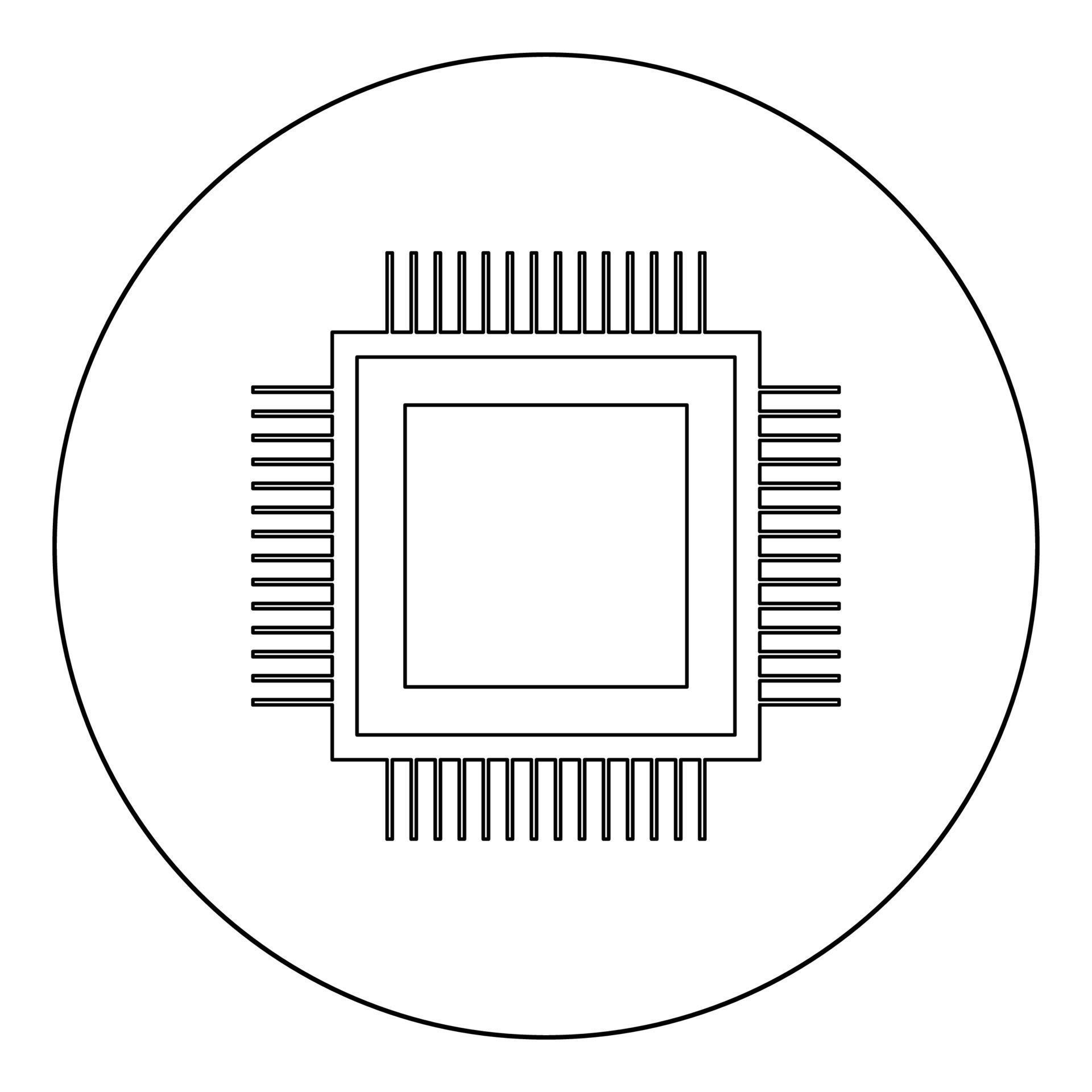 Processor icon black color in circle or round 7051177 Vector Art at ...