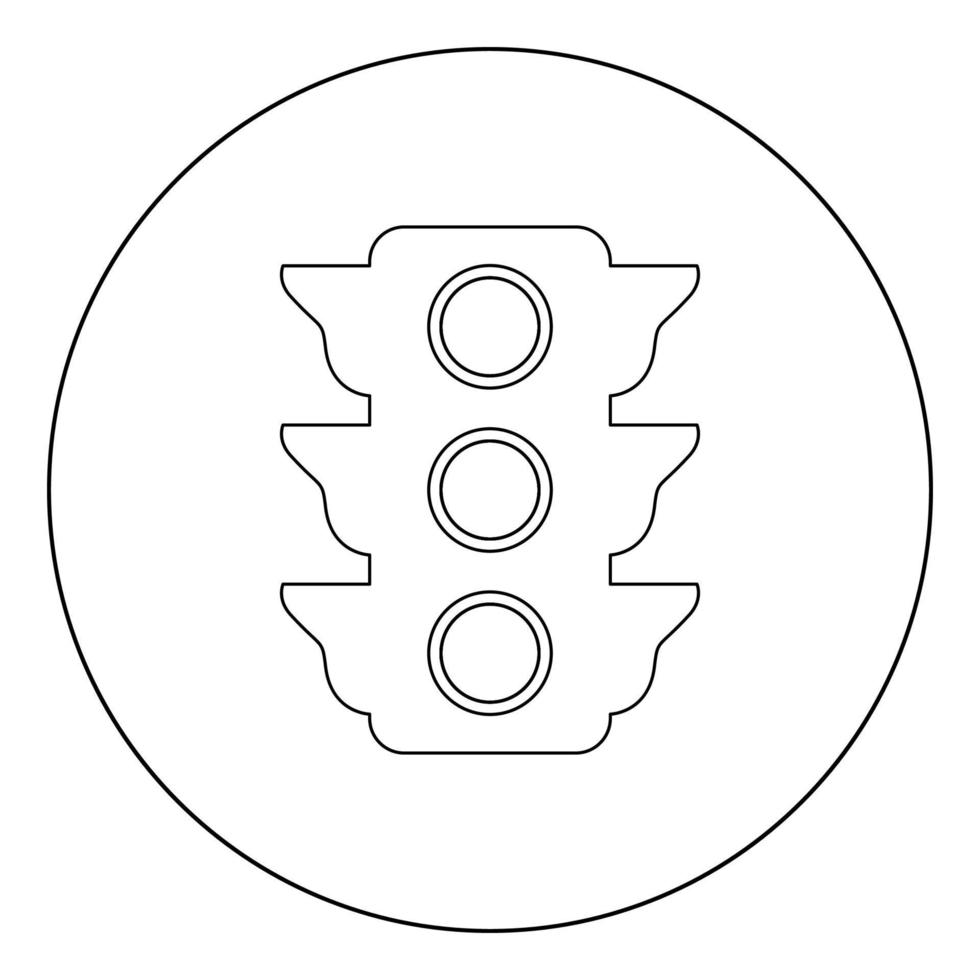 Traffic light icon black color in circle or round vector