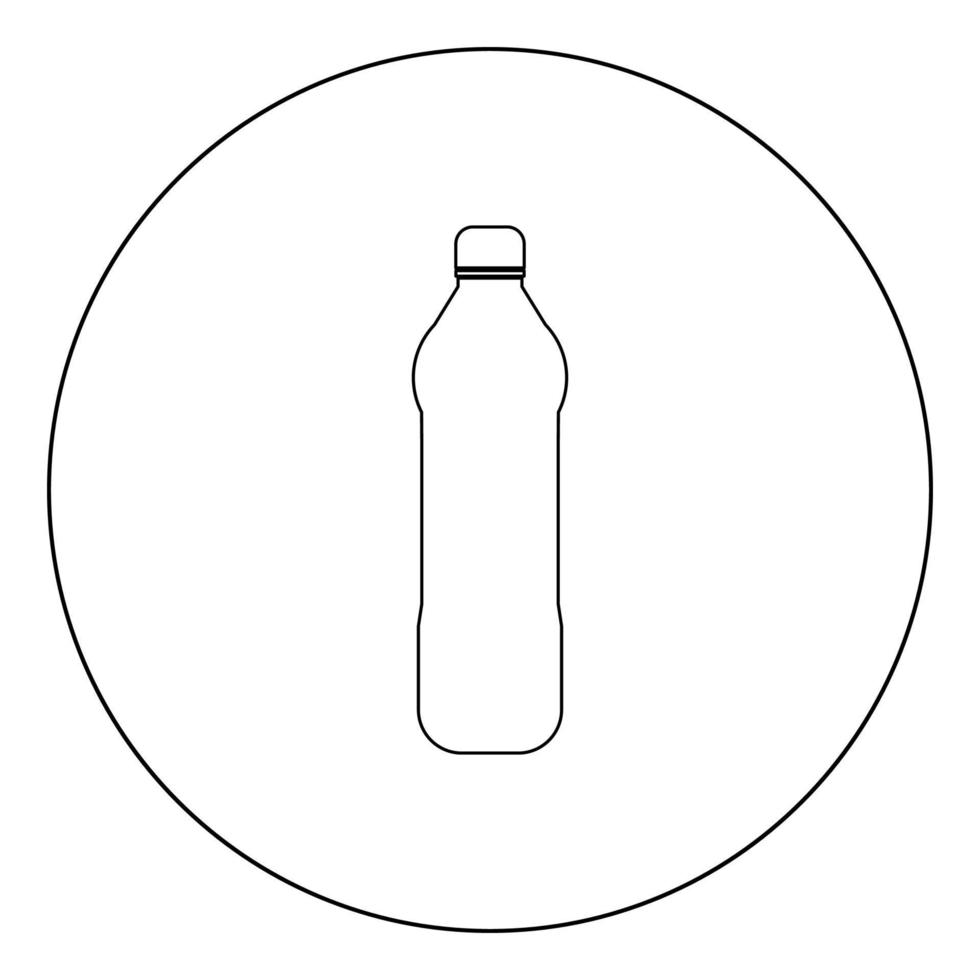icono de botella de plástico de agua color negro en círculo o redondo vector