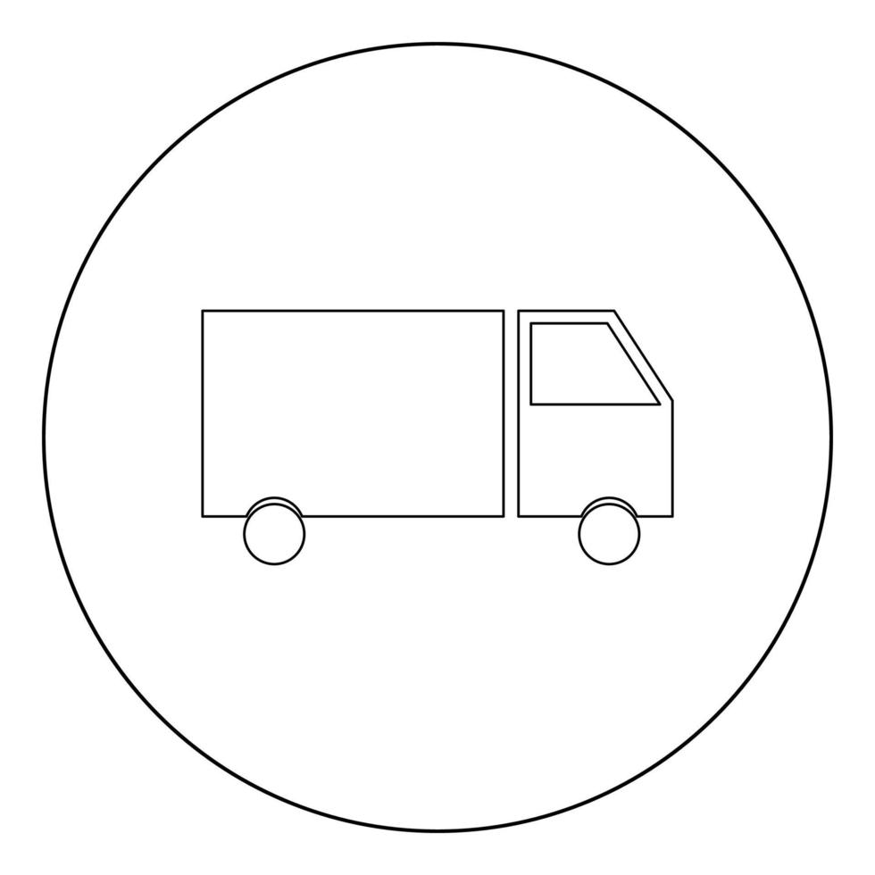 icono de camión color negro en círculo o redondo vector