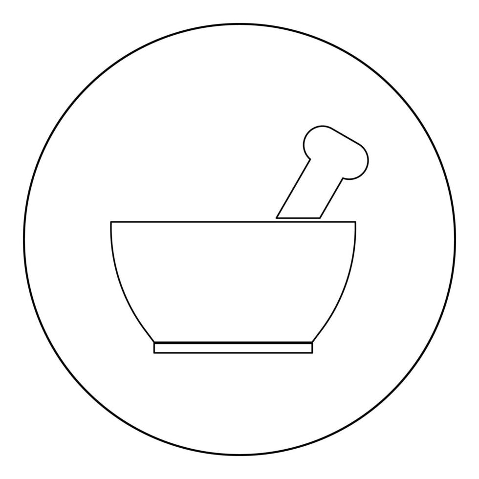 Mortar and pestle icon black color in circle or round vector