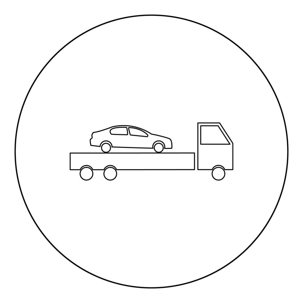 Car service icon black color in circle or round vector