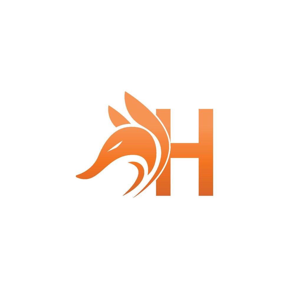 combinación de icono de cabeza de zorro con diseño de icono de logotipo de letra h vector