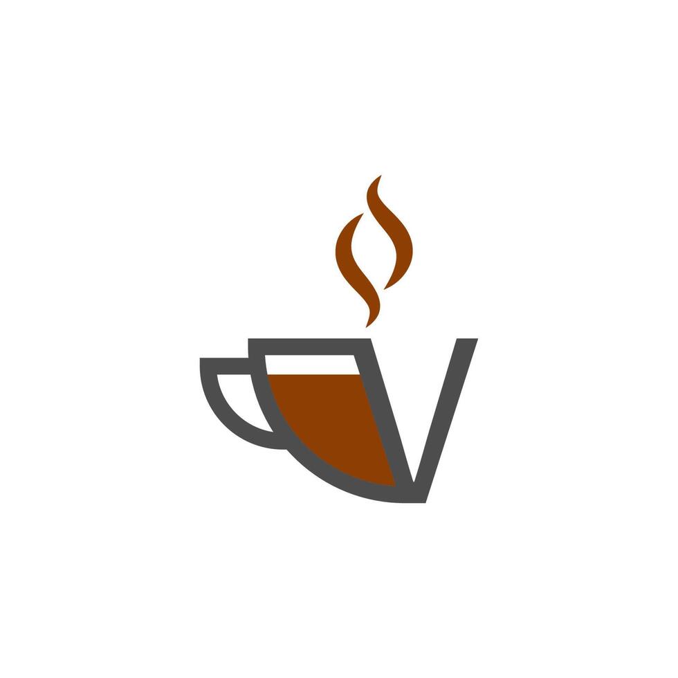 concepto de logotipo de letra v de diseño de icono de taza de café vector