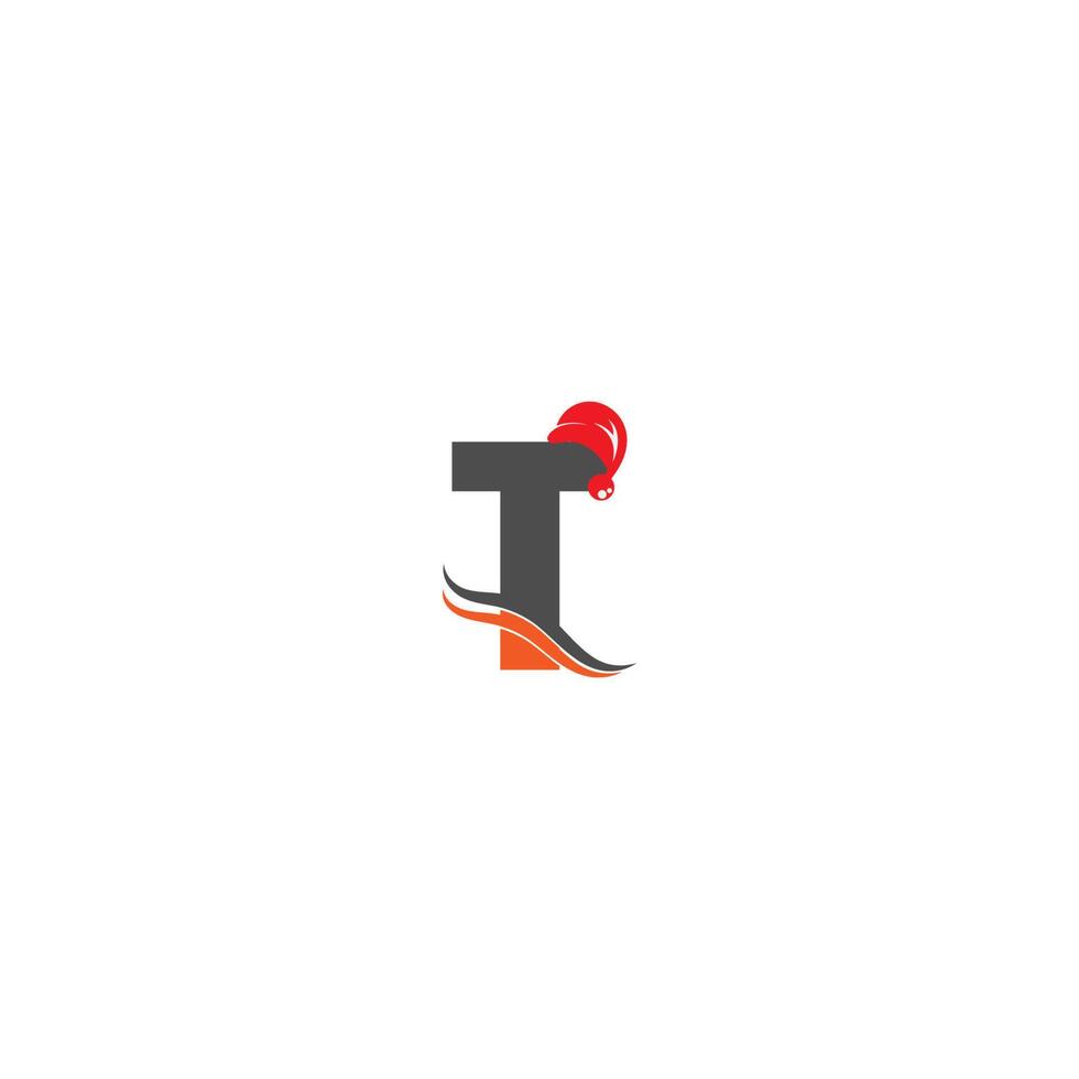 Letter T Santa hat concept design vector