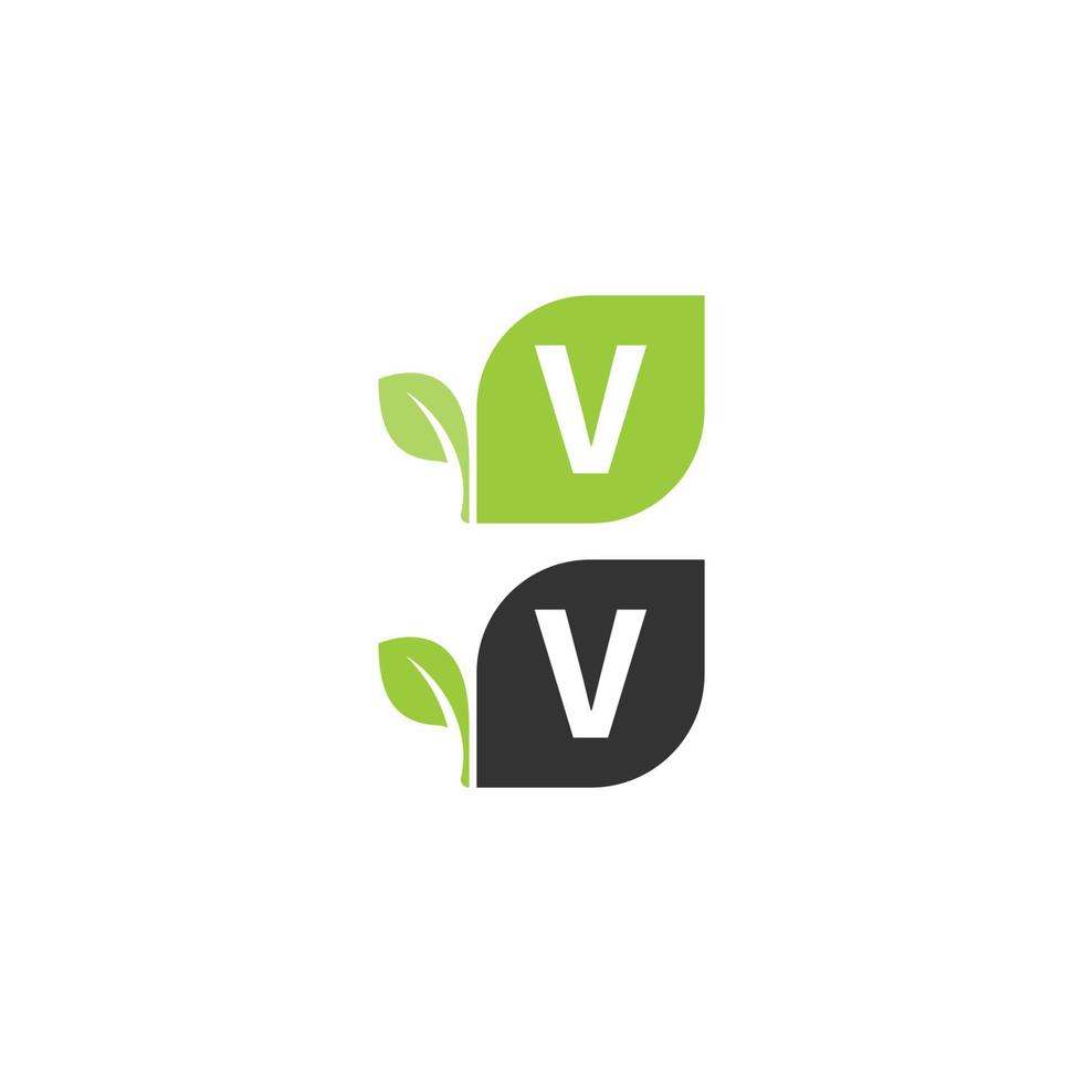 concepto de diseño de icono de hoja de logotipo de letra v vector