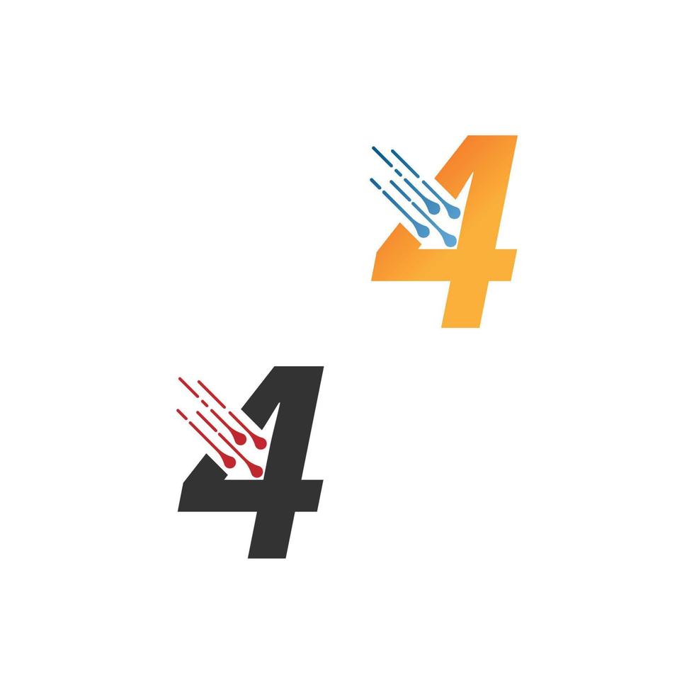 logotipo de tecnología simple número 4 con icono de estilo de líneas de circuito vector