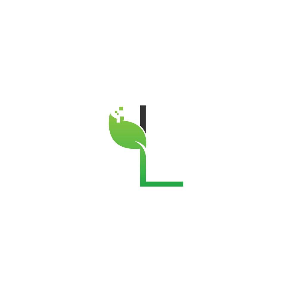 Letter L logo leaf digital icon design concept vector