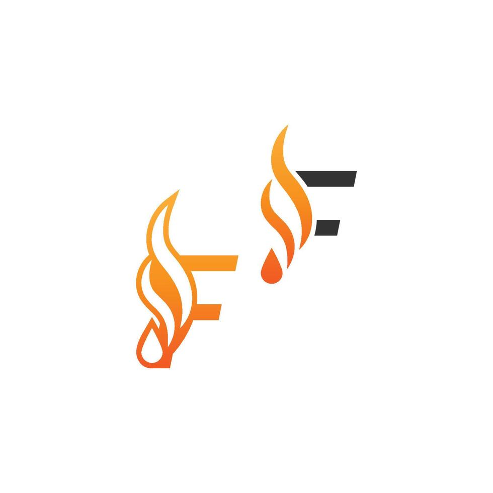 letra f y ondas de fuego, diseño de concepto de icono de logotipo vector