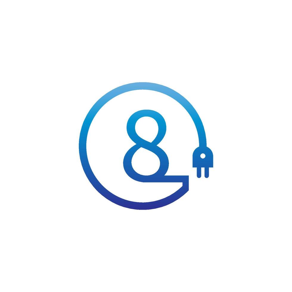 Power cable forming number 8 logo vector