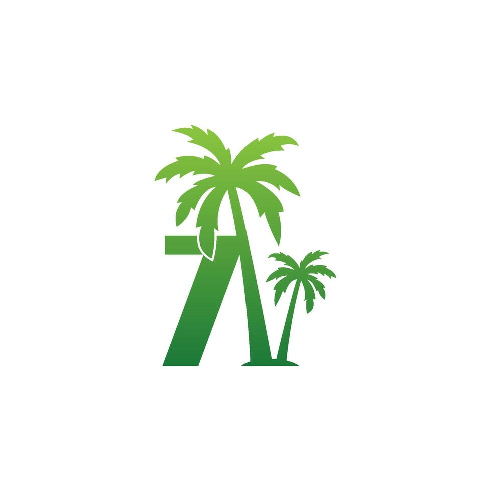 Number 7 logo and  coconut tree icon design vector