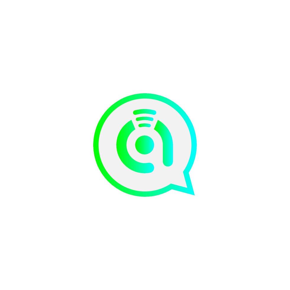 Letter A Wireless Internet in the chat bubble logo vector