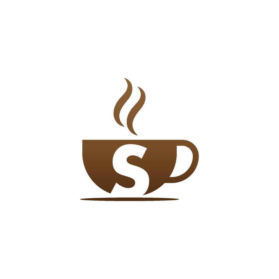 logotipo de la letra s del diseño del icono de la taza de café vector