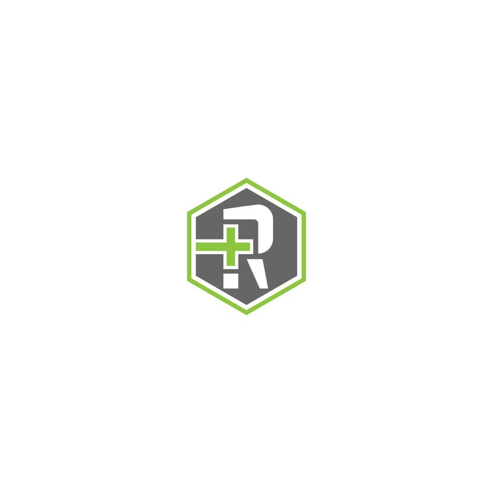 Cross R Letter logo, Medical cross letter vector