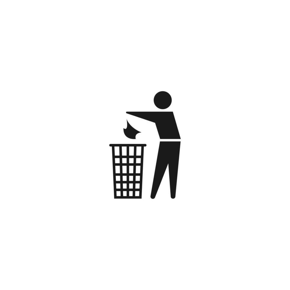 Trash and man icon vector