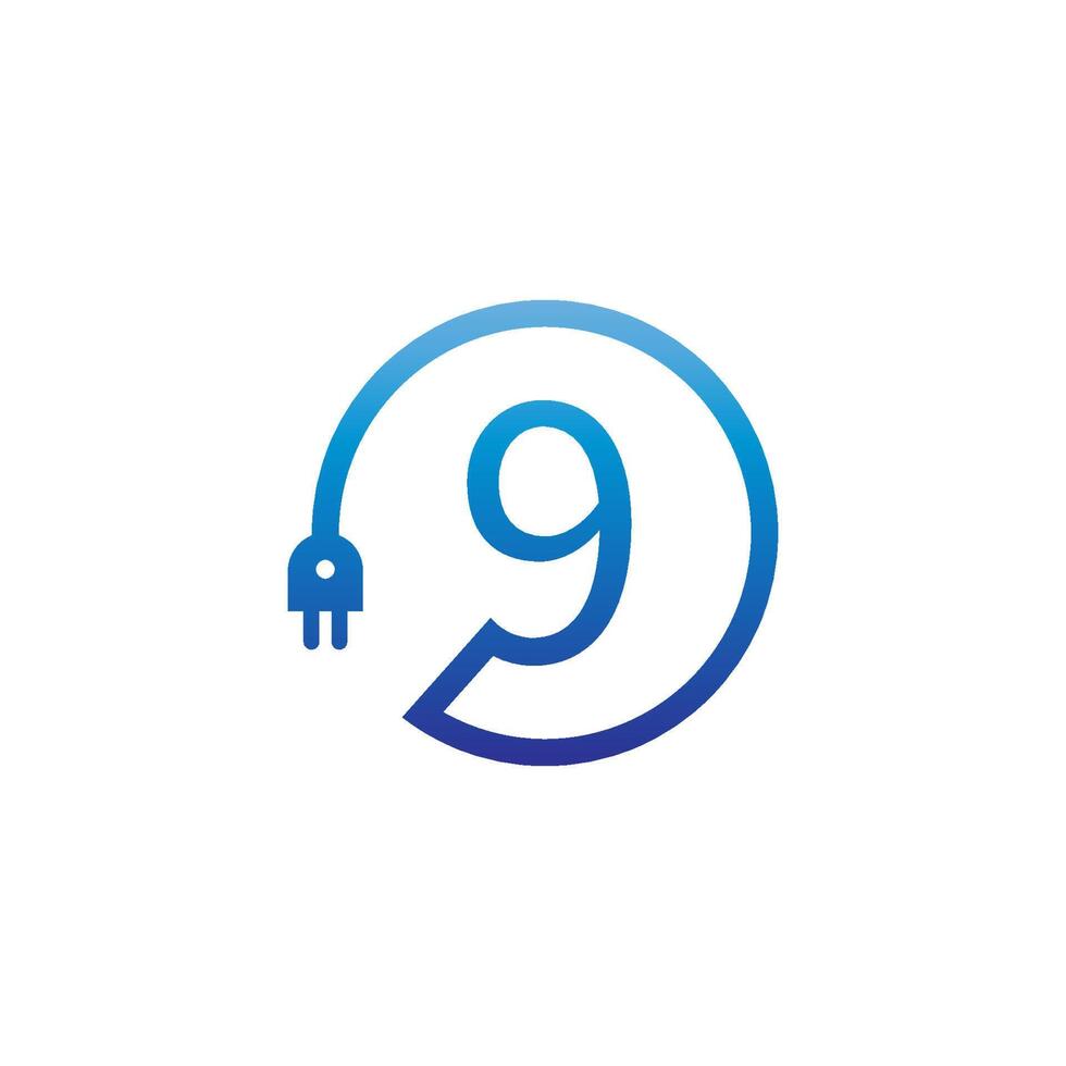 Power cable forming number 9 logo vector