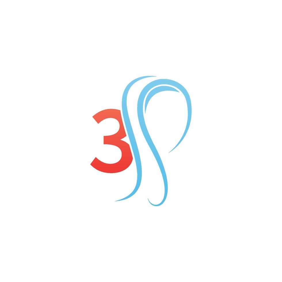 logotipo de icono número 3 combinado con diseño de icono hijab vector