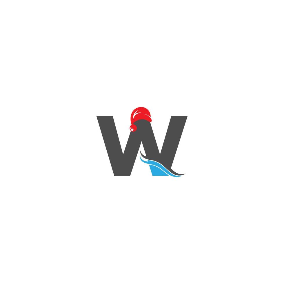 Letter W Santa hat concept design vector