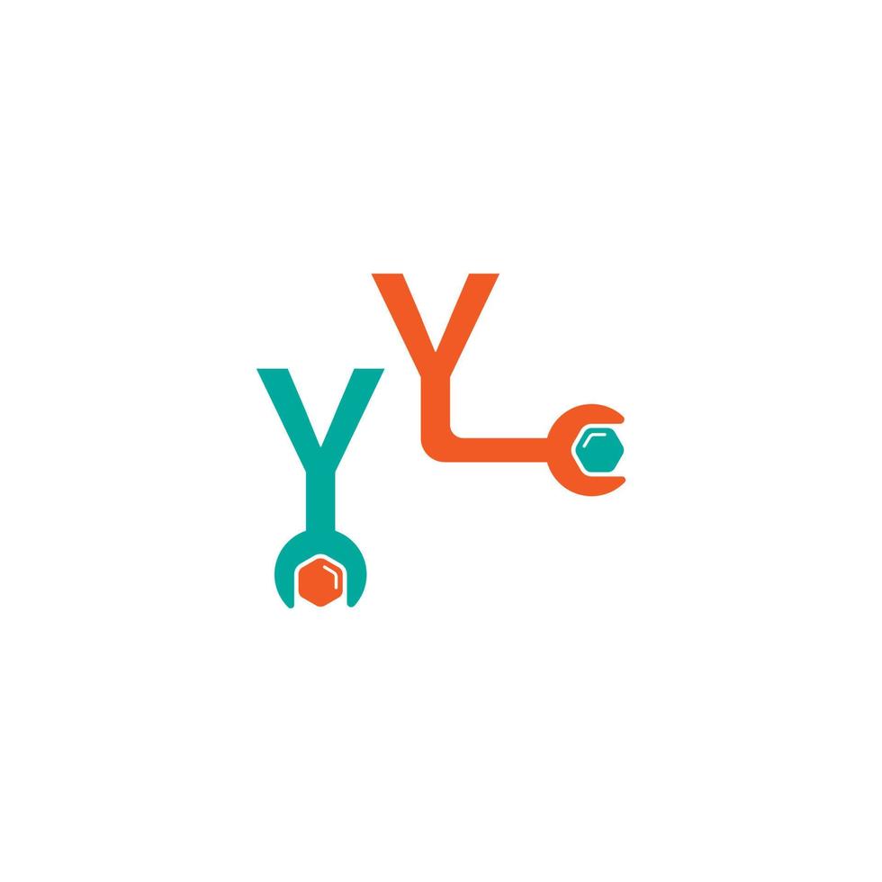 Letter Y  logo icon forming a wrench and bolt design vector