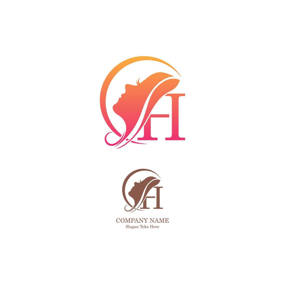 Beautiful face logo letter H icon in front  design vector