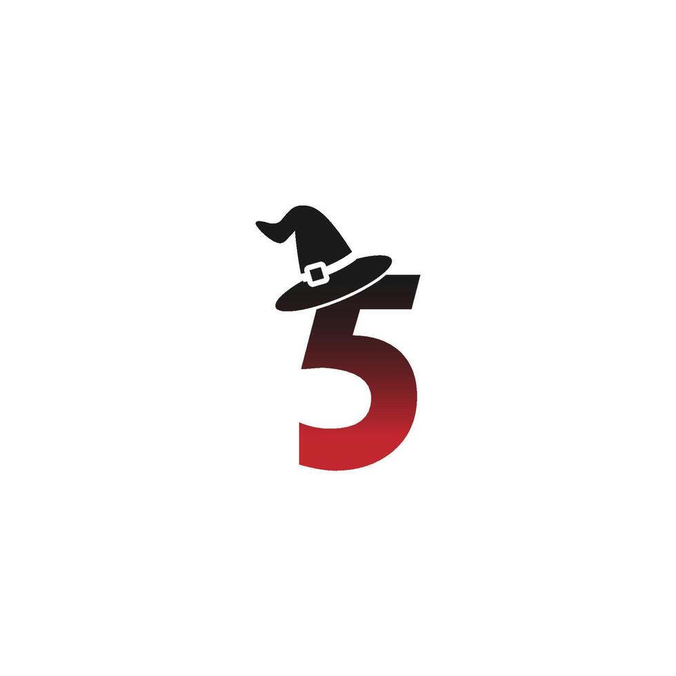 Number 5 witch hat concept design vector