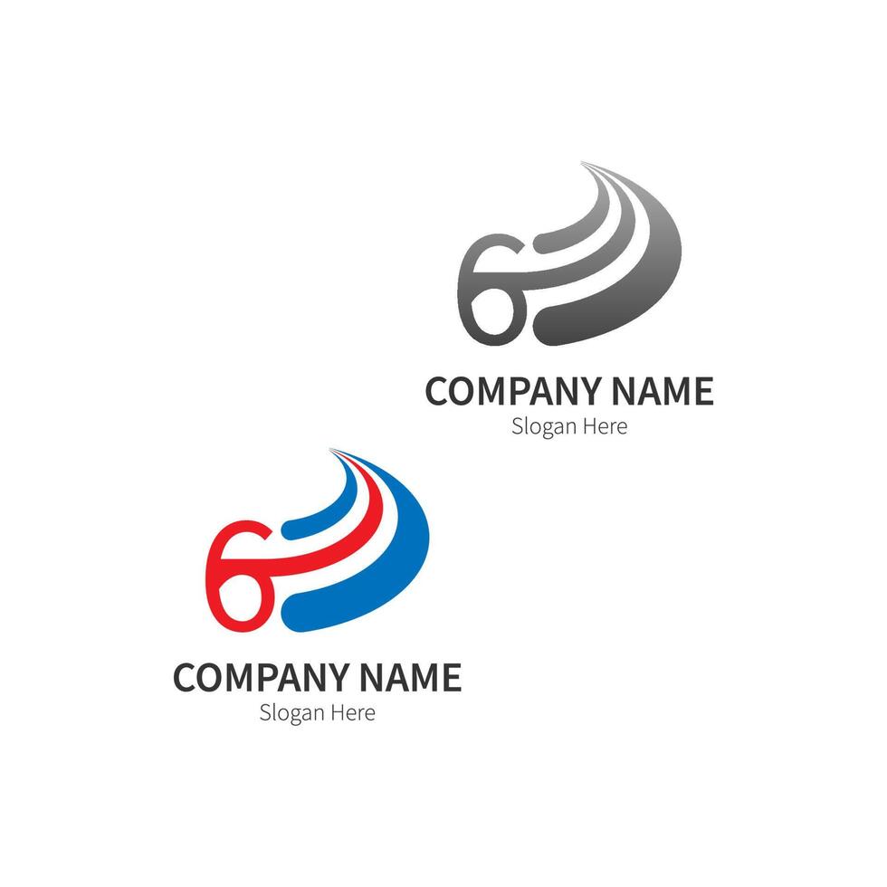 Number 6 Logo Business Template Vector