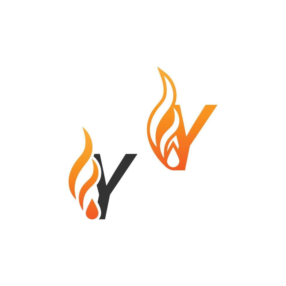 letra y y ondas de fuego, diseño de concepto de icono de logotipo vector