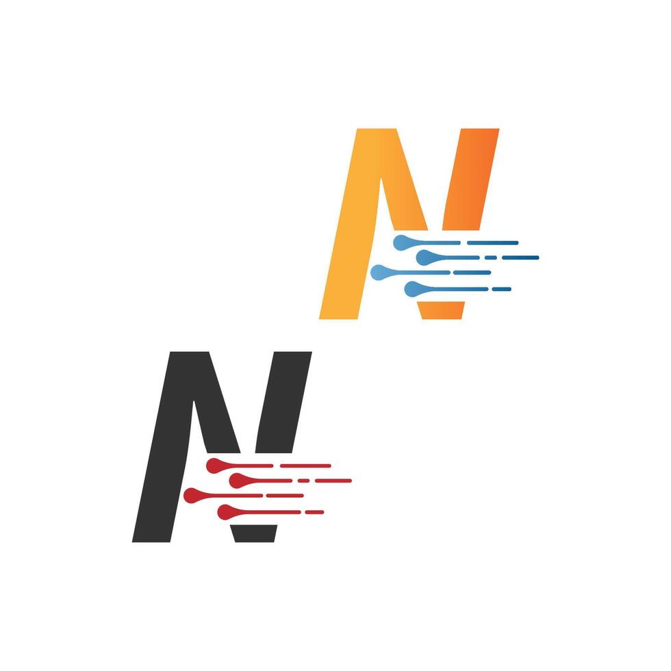 Letter  N simple  tech logo with circuit lines style icon vector