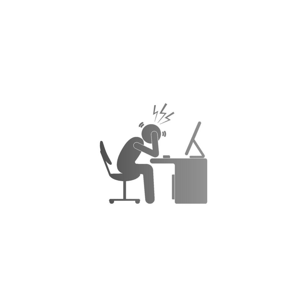 The condition of a man working hard at the computer template vector