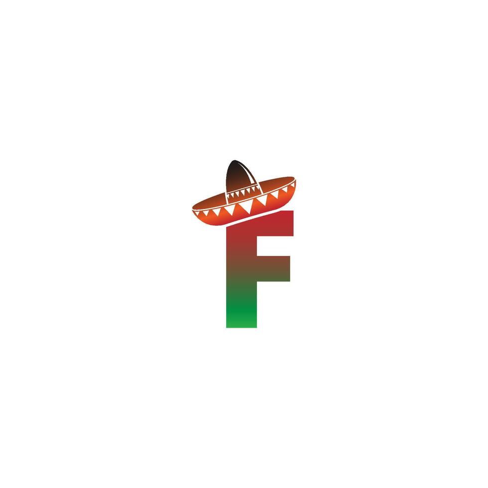 diseño de concepto de sombrero mexicano letra f vector