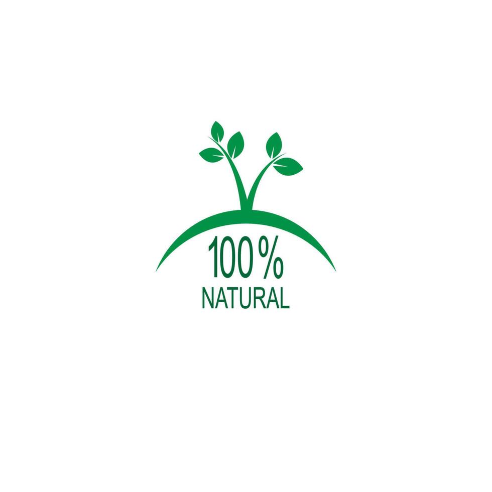 icono 100 por ciento, natural, vegano, orgánico, aniversario, ilustración de diseño de etiquetas vector