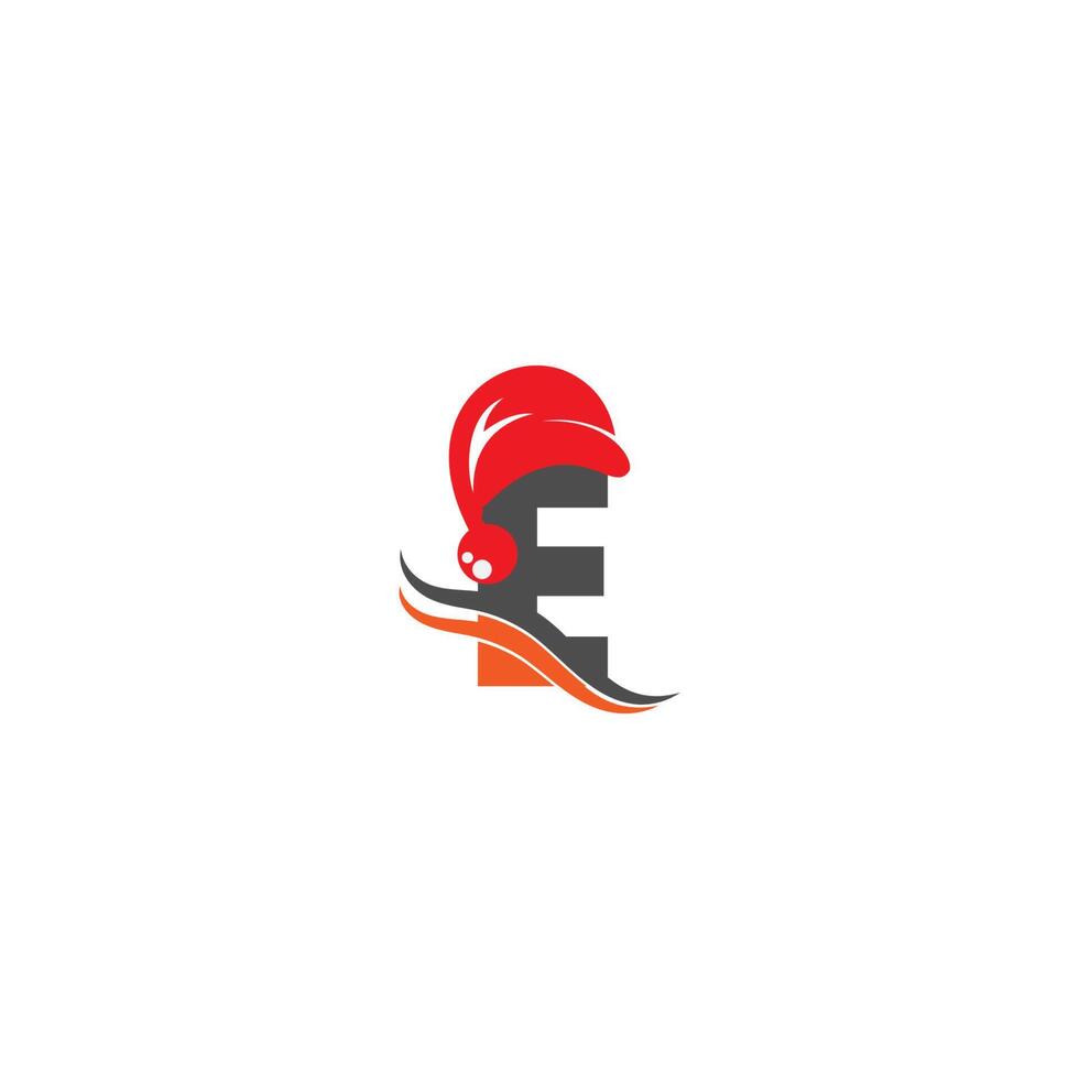 Letter E Santa hat concept design vector