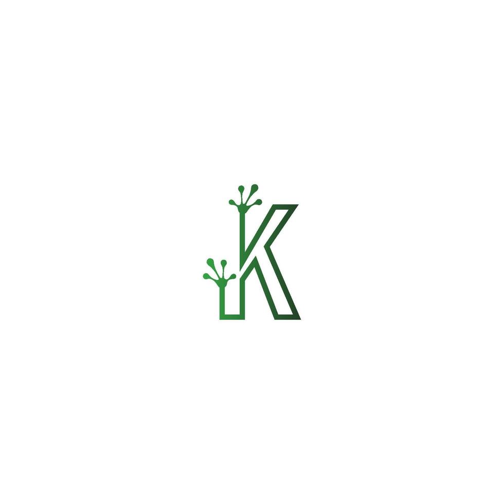 Letter K logo design frog footprints concept vector