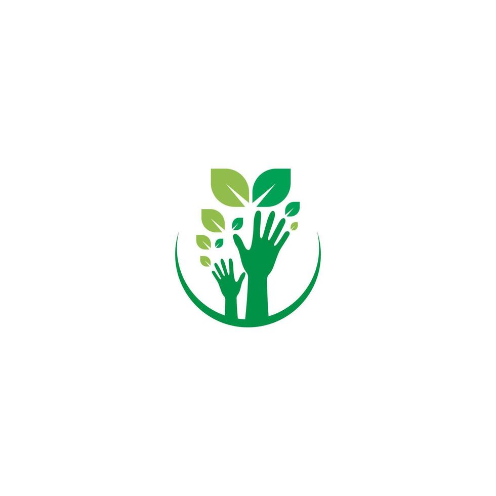icono de logotipo de hoja verde de mano vector