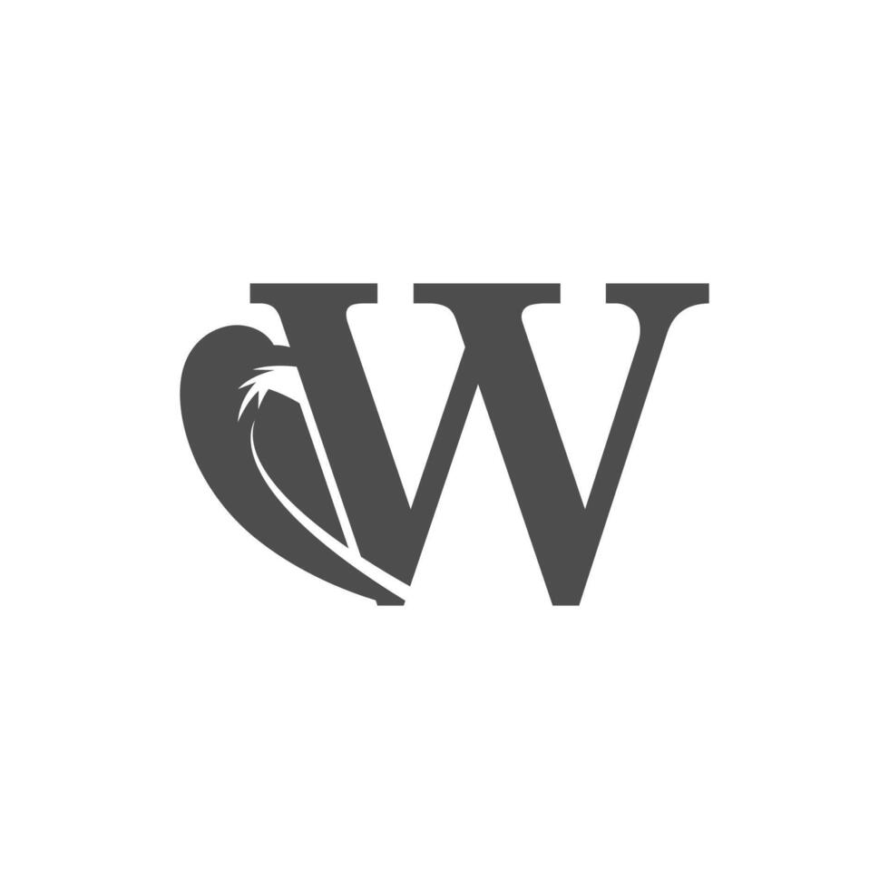 diseño de logotipo de icono de combinación de letra w y cuervo vector