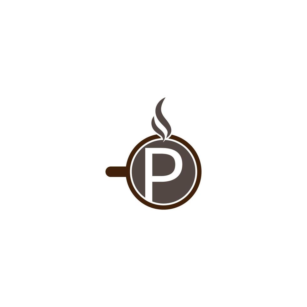 diseño de logotipo de icono de letra temática de taza de café caliente vector