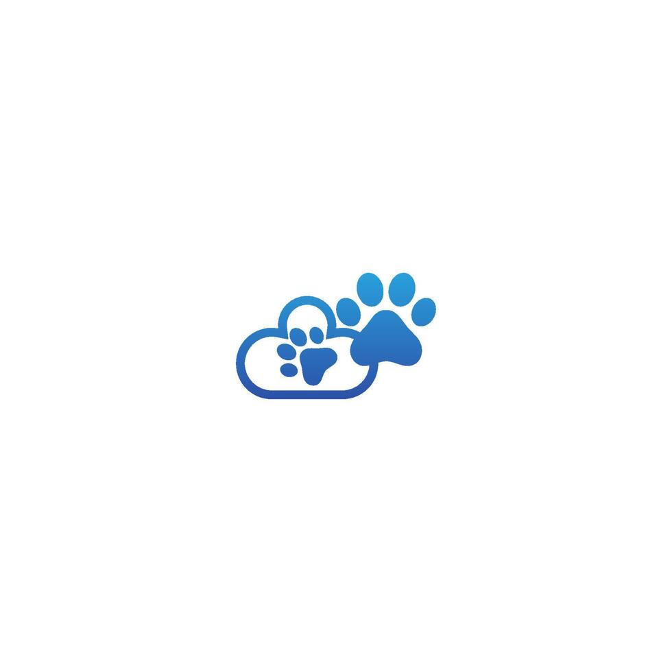 concepto de diseño de logotipo de nube de huella de perro vector