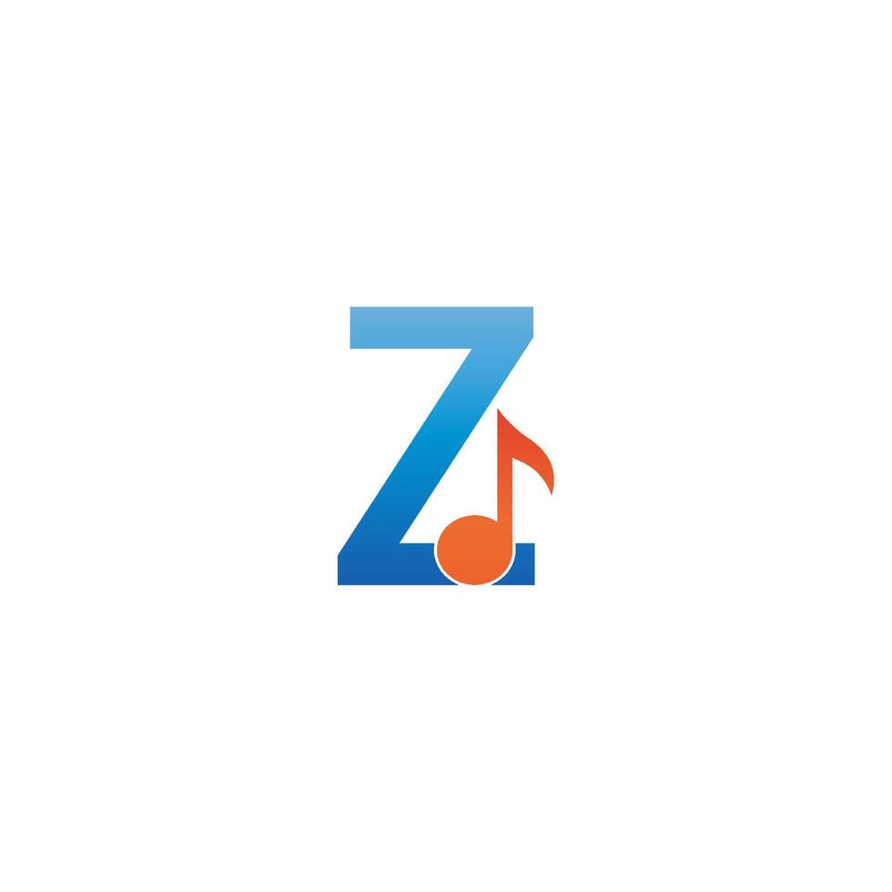 icono del logotipo de la letra z combinado con un diseño musical de notas vector