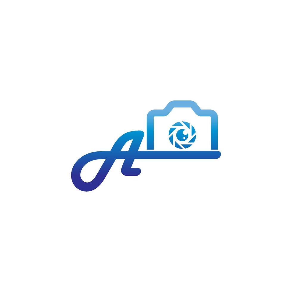 Letter A logo of the photography is combined with the camera icon vector